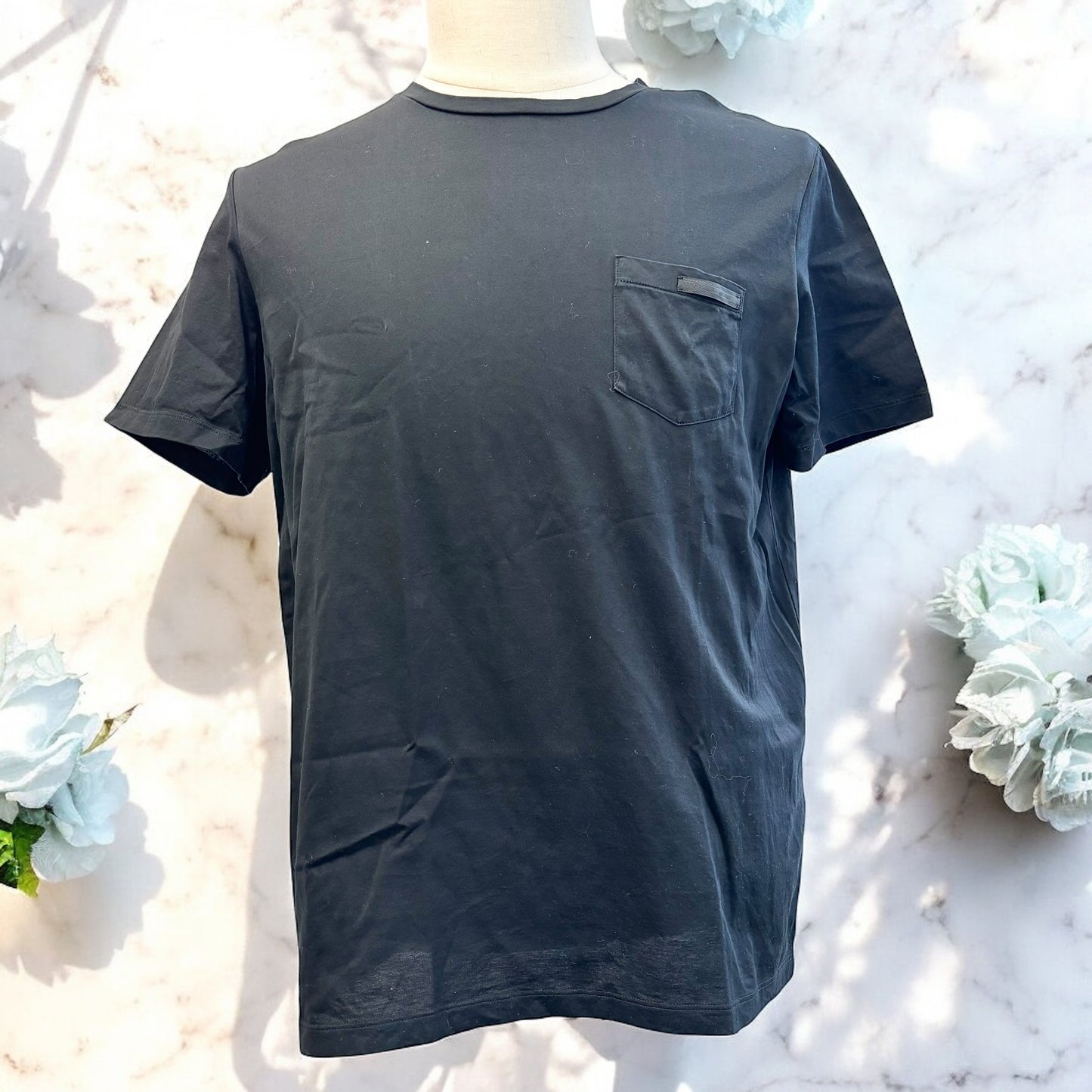 美品✨プラダ 胸ポケット コットン Tシャツ ブラック