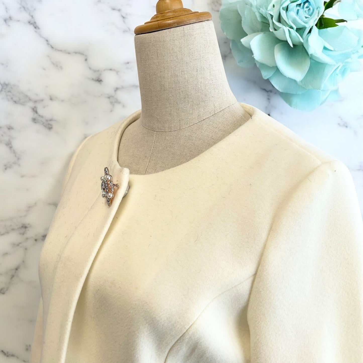 美品✨アンミール オリジナル ビジュー コート ホワイト