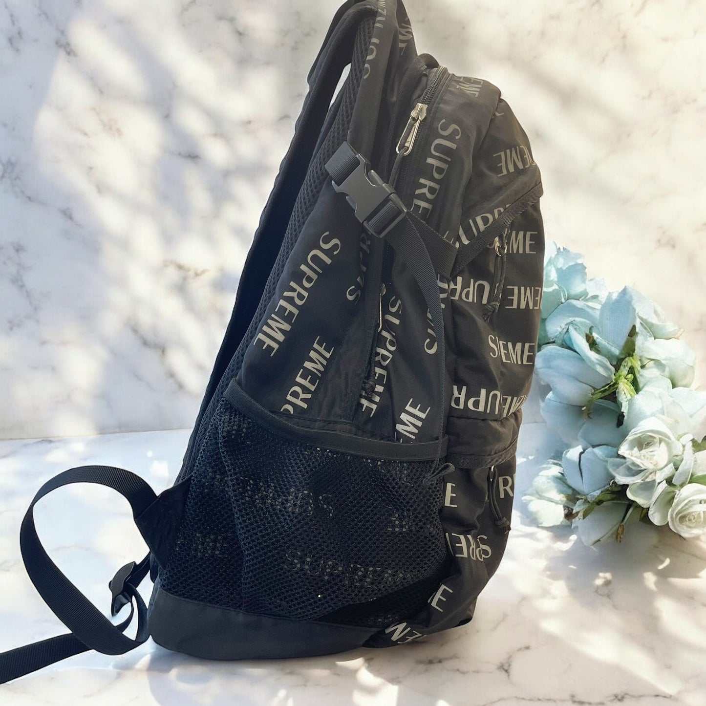 良品✨シュプリーム ナイロン ロゴ リュック ブラック