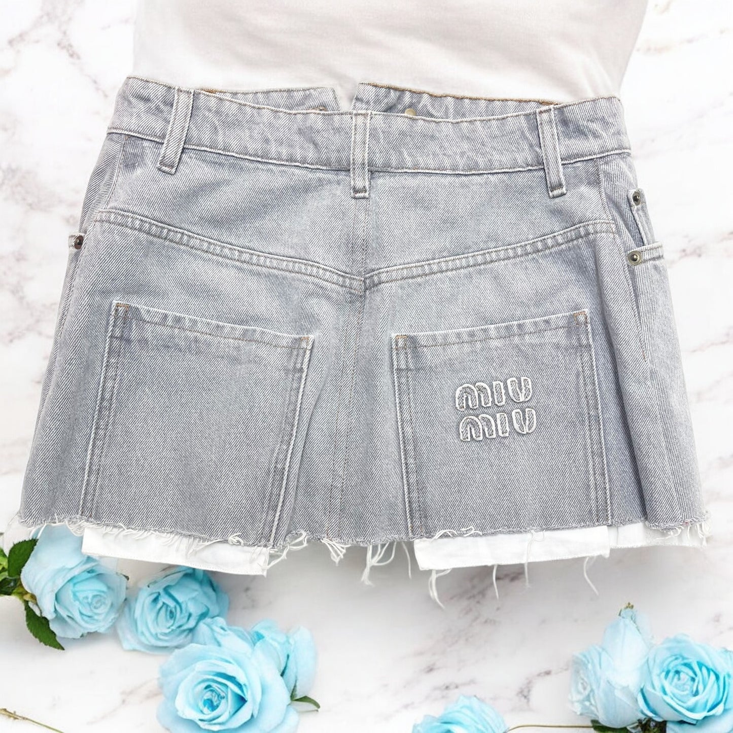 極美品✨ミュウミュウ デニム ショートパンツ グレー