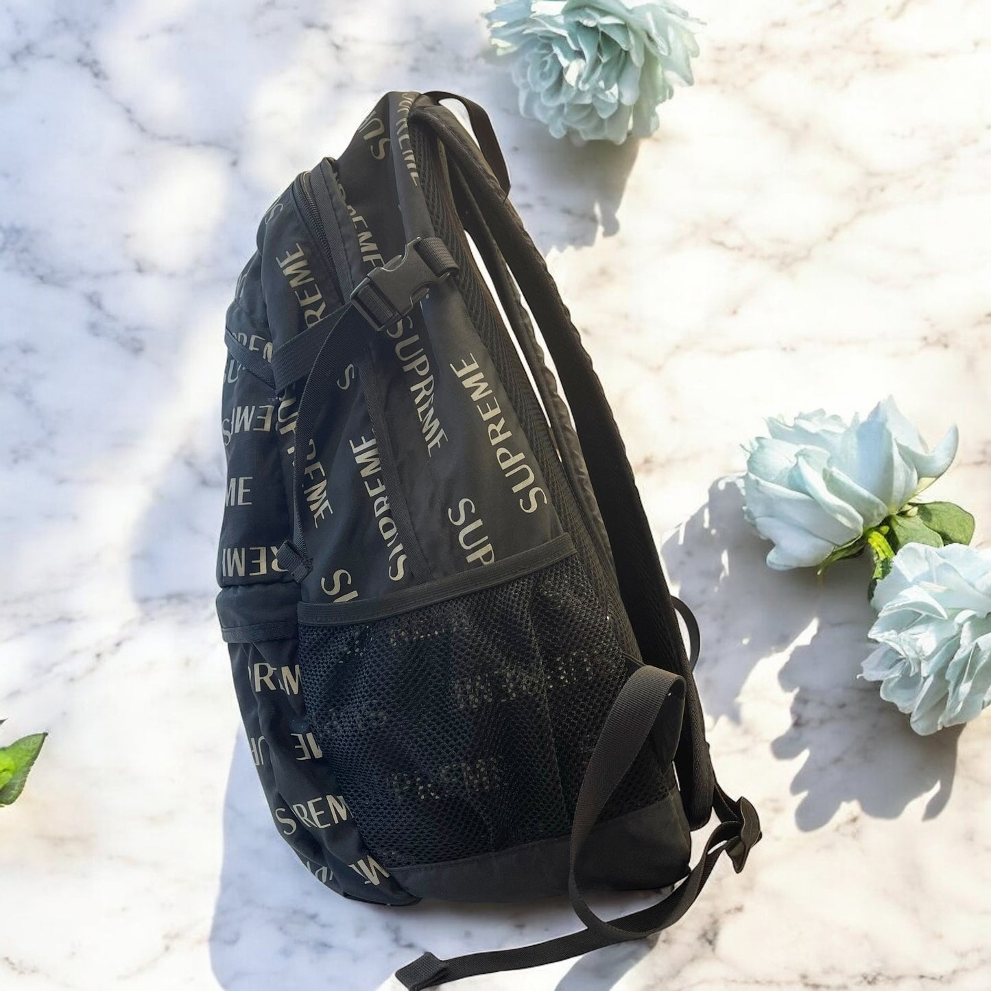 良品✨シュプリーム ナイロン ロゴ リュック ブラック