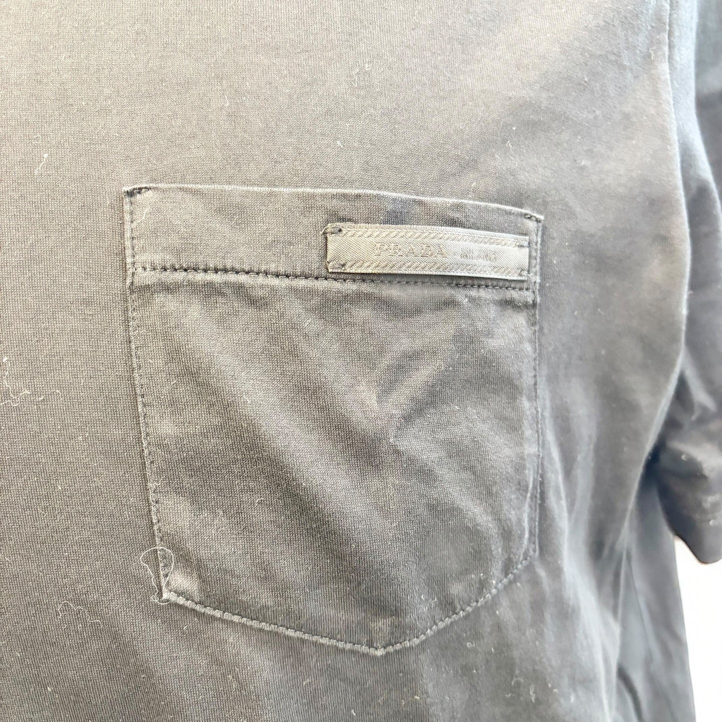 美品✨プラダ 胸ポケット コットン Tシャツ ブラック