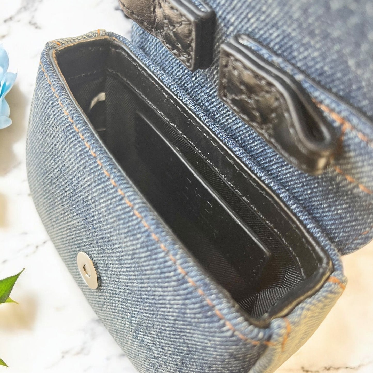 美品✨ディーゼル 1dr Dプレート デニム ショルダーバック ネイビー