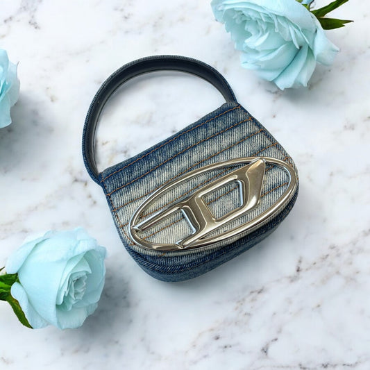 美品✨ディーゼル 1dr Dプレート デニム ショルダーバック ネイビー